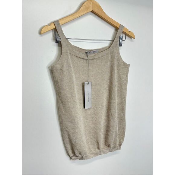 D. Exterior Made in Italy Sparkly Sleeveless Blouse‎ in Color Tan Size Medium - Picture 4 of 6